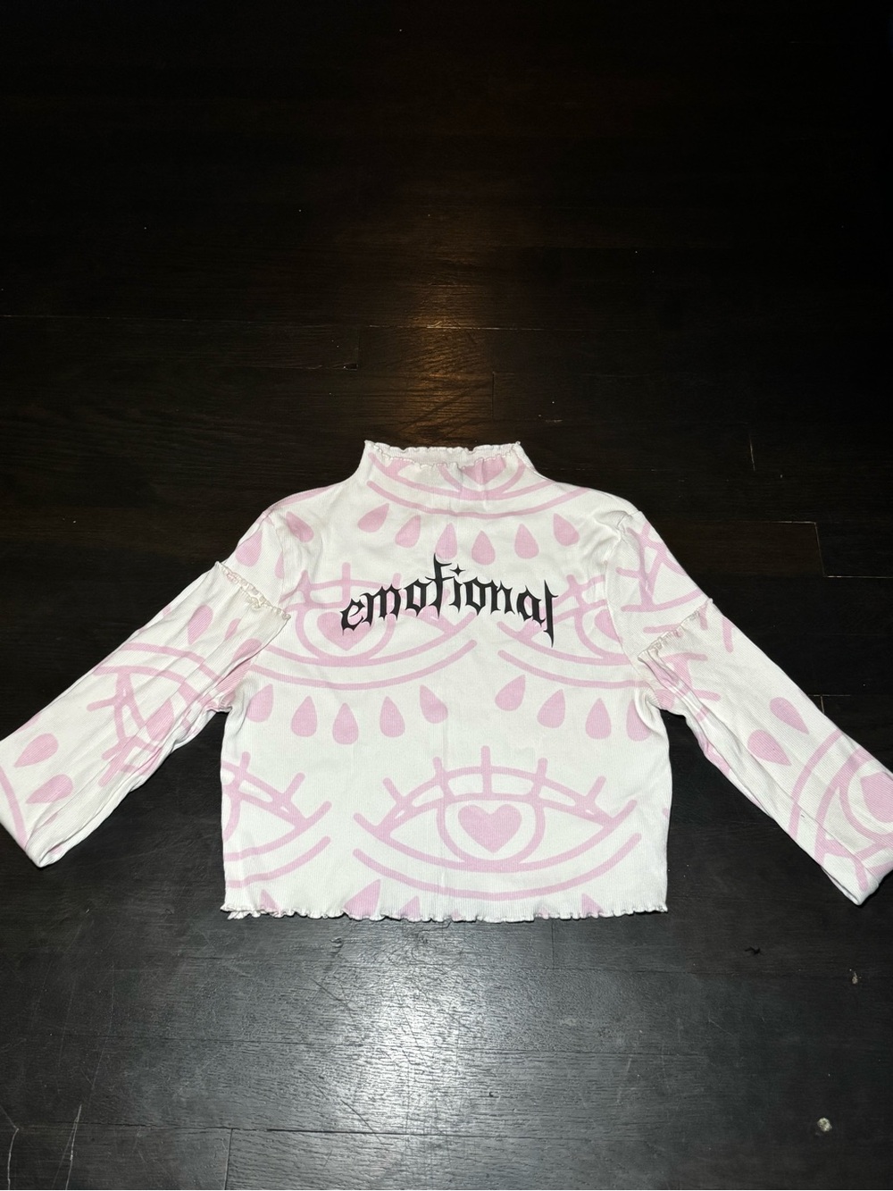 Forever 21 White & Light Pink 'Emotional' Graphic Long Sleeve Top